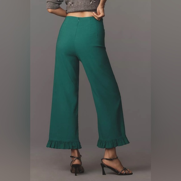 NWT! Anthro The Colette Magic Fabric Ruffled Crop Wide-Leg Pants by Maeve - 32 🏀 - Picture 4 of 6